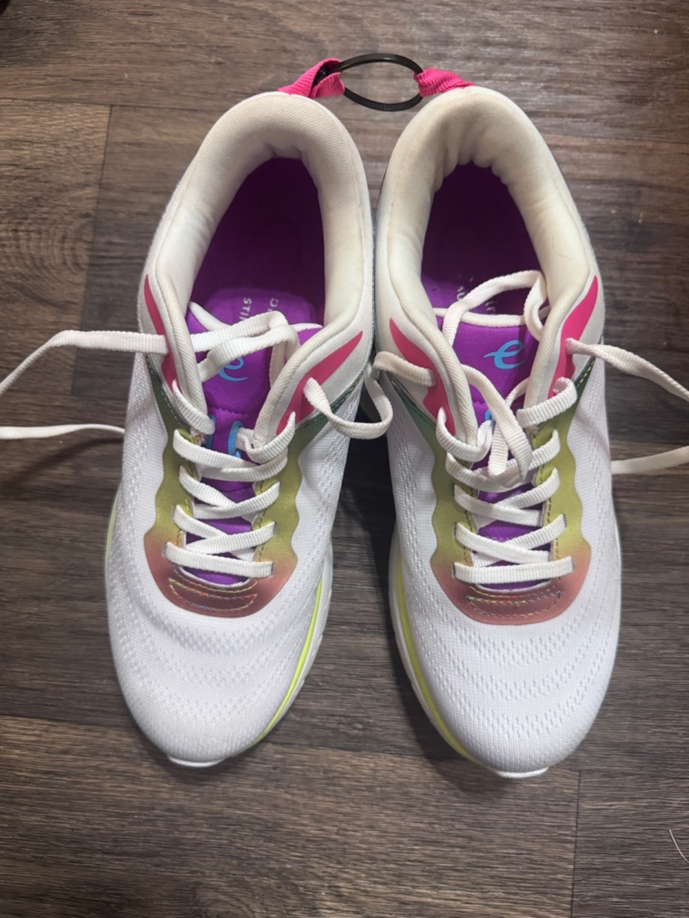 Easy Spirit White Athletic Sneakers with Pink & Purple Accents